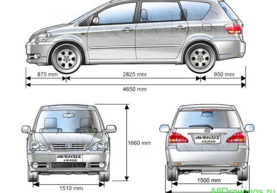 Toyota Avensis Verso - drawings (drawings) of the car